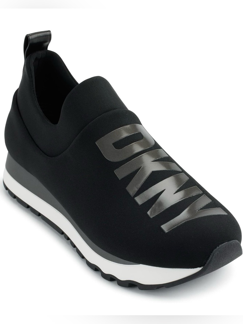 DKNY Black Slip-On Logo Sneaker with White Midsole